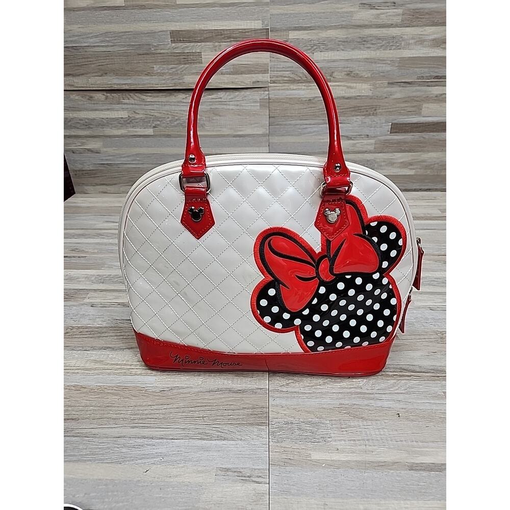 Loungefly Disney Minnie Mouse Silhouette Quilted Bowler Dome Handbag Purse bag